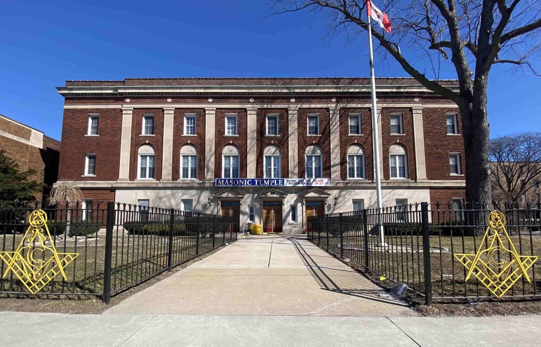 Exterior of the Windsor Masonic Temple, home of Windsor Lodge No. 403 Freemasons.